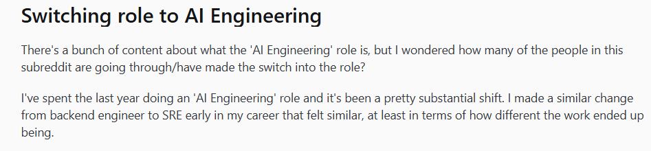 switching role to AI engineering