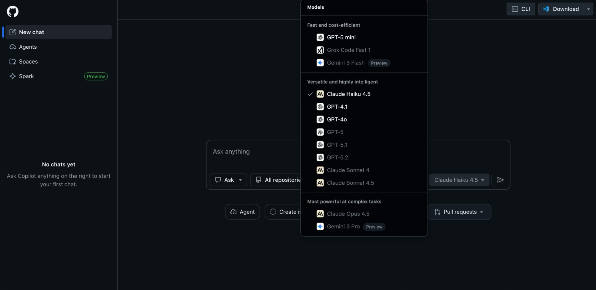 GitHub Copilot New Chat